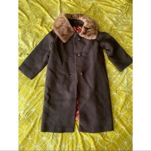 Brown coat with fur collar- 1970s